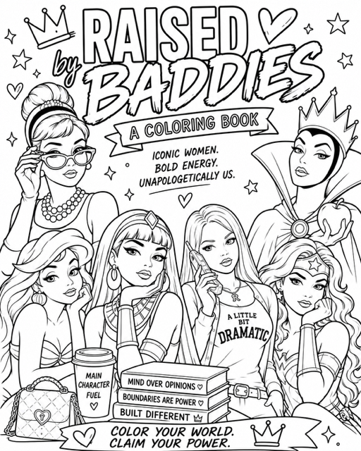 Raised by Baddies Printable Coloring Book