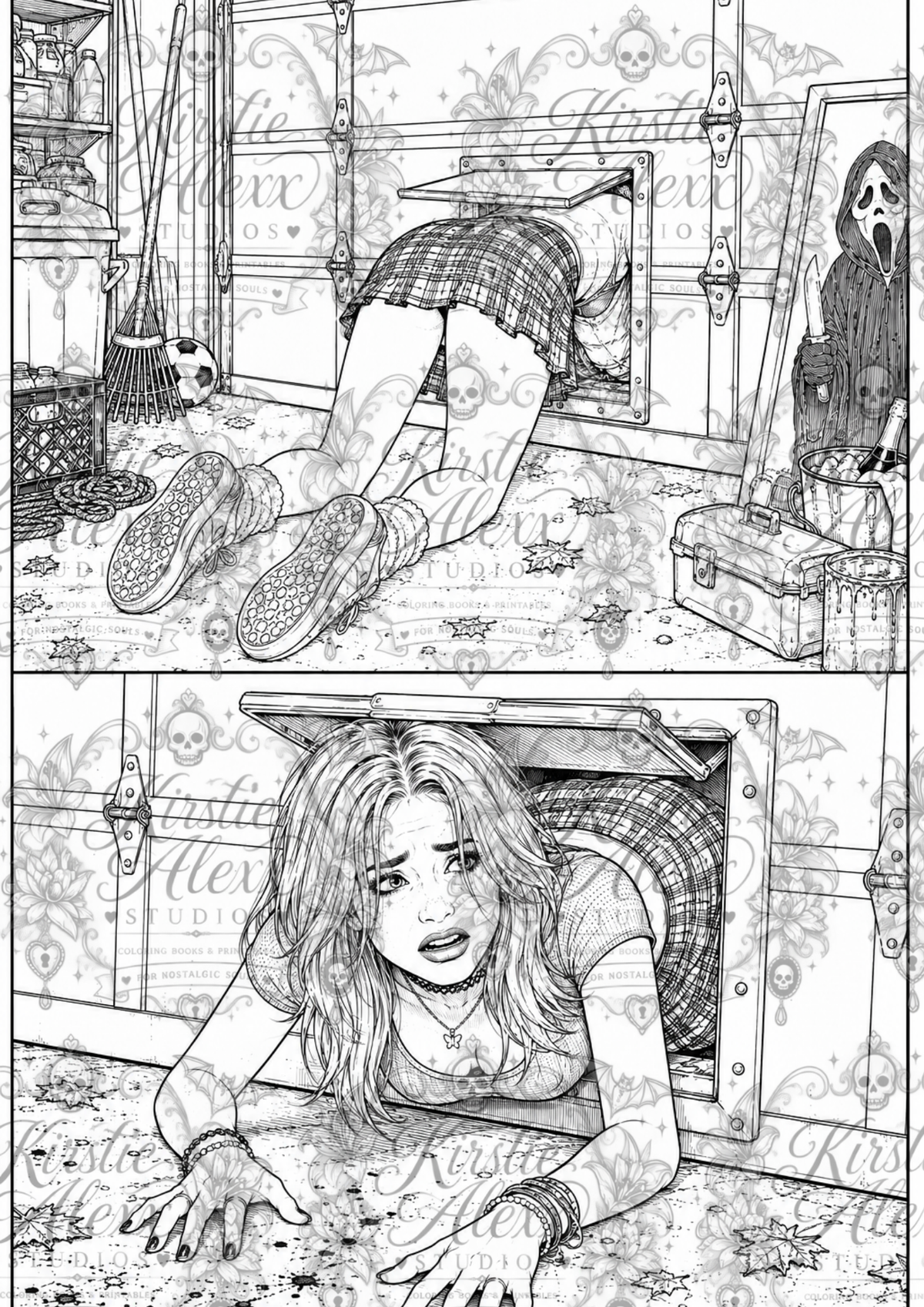 NOW SCREAMING — A Horror Movie  Printable Coloring Book