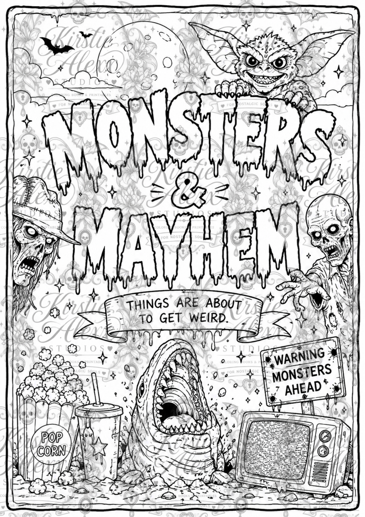 NOW SCREAMING — A Horror Movie  Printable Coloring Book