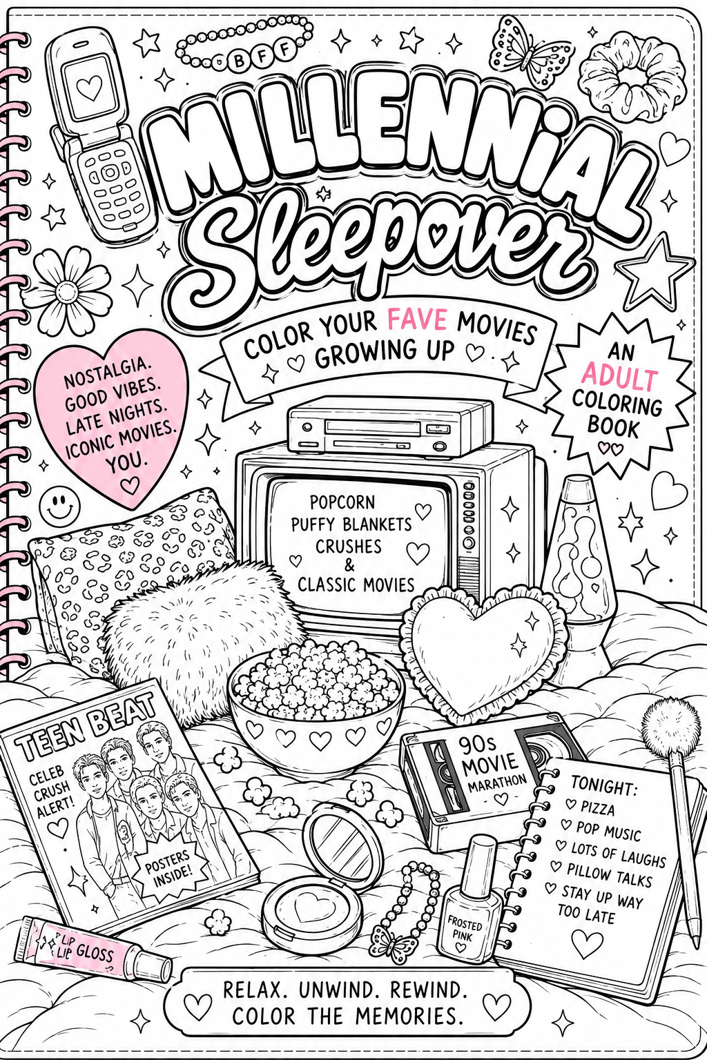 Millennial Sleepover Printable Coloring Book